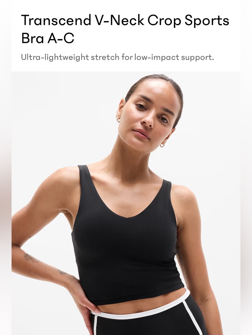 NWOT Athleta Transcend V-Neck Crop Sports Bra - Picture 6 of 9